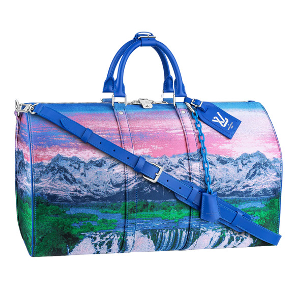 Louis Vuitton Keepall Bandouliere 50 Landscape Virgil Blue Weekend Travel Bag - Picture 1 of 12